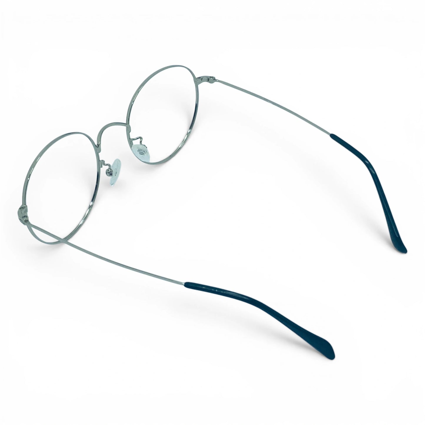 Silver titanium glasses with beta titanium frame, side view