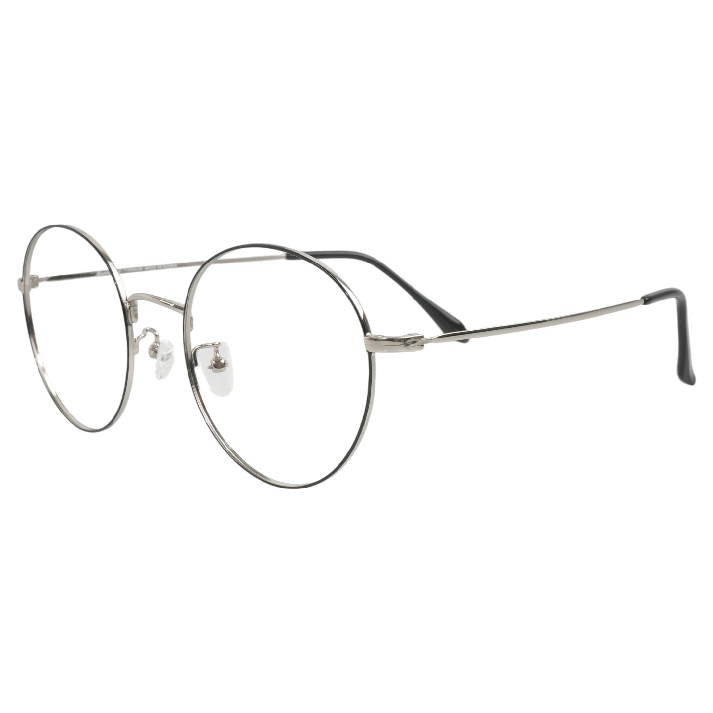 Taekwondo 105 round titanium prescription eyeglasses, side view with S-shaped nose pad arms