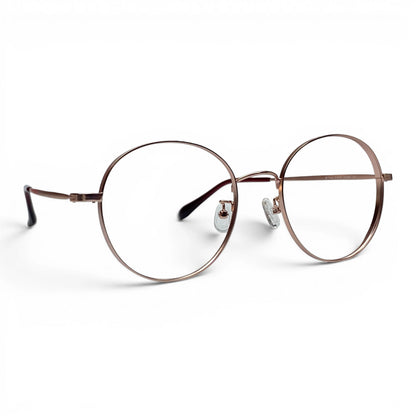 Teyang 8755 round titanium prescription eyeglasses, front view of slim frame