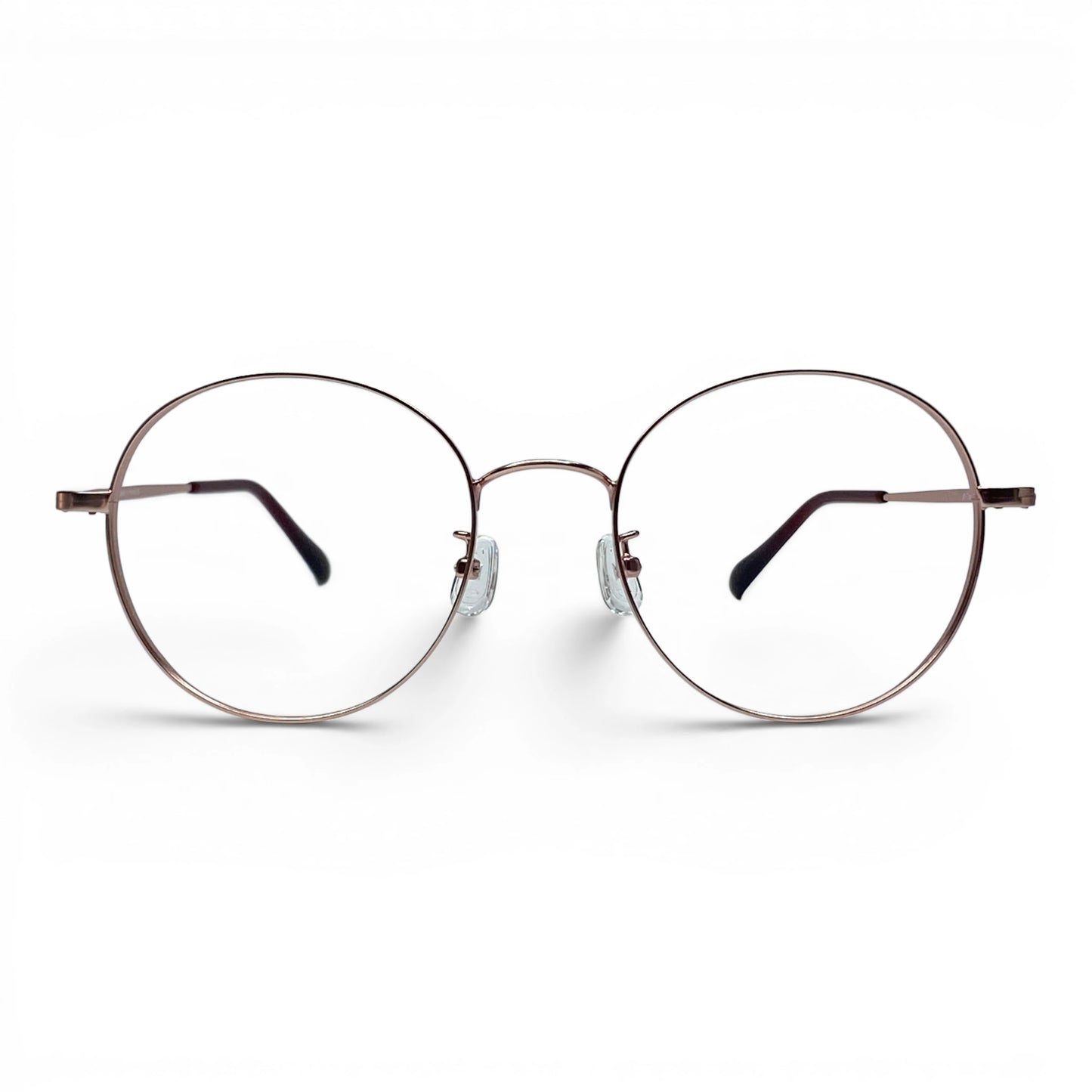 Teyang 8755 round titanium prescription eyeglasses in gold, front view