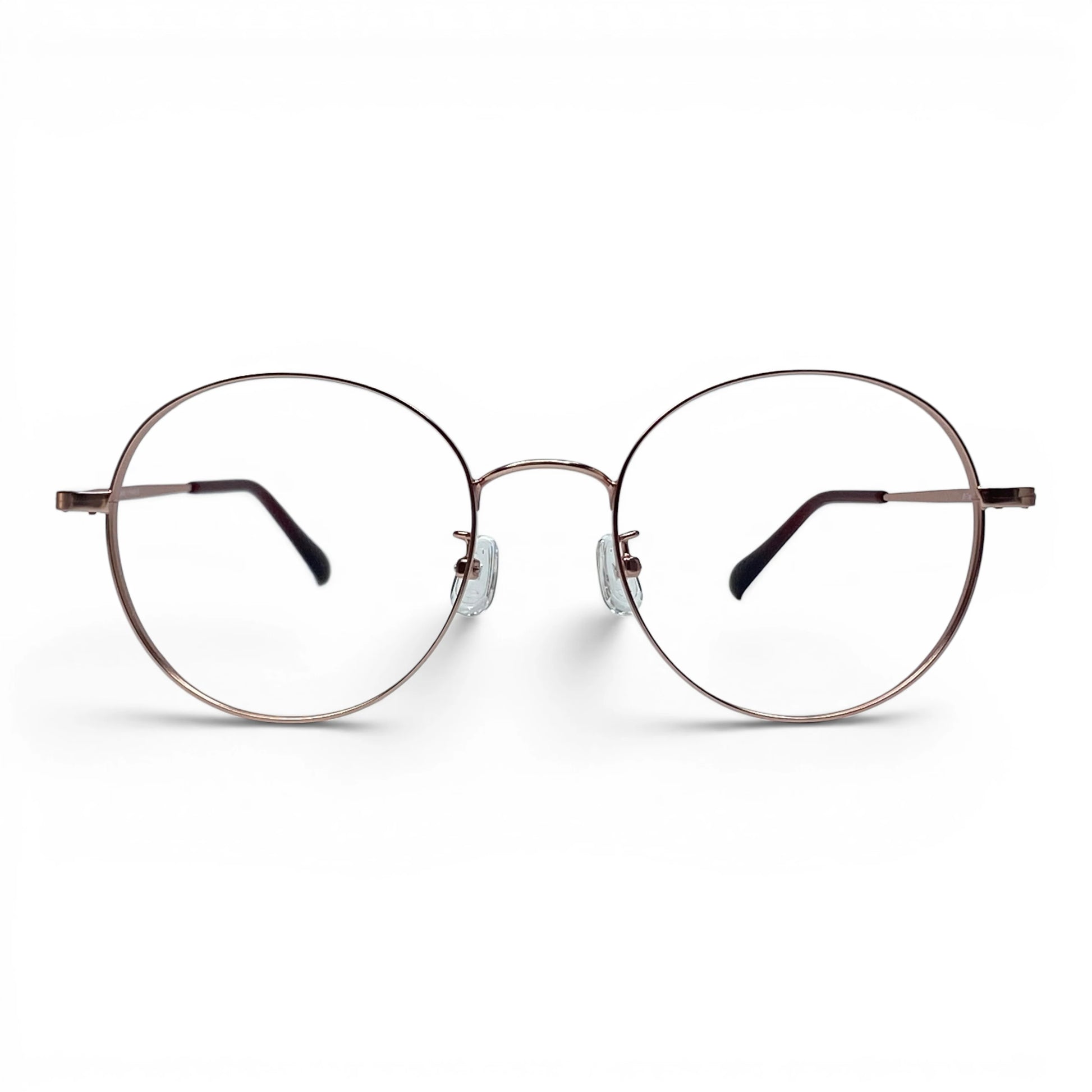 Teyang 8755 round titanium prescription eyeglasses in gold, front view