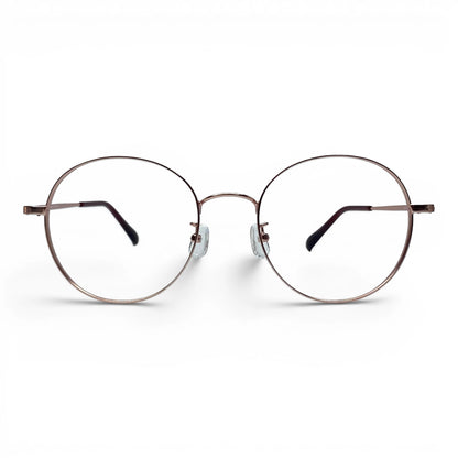 Teyang 8755 round titanium prescription eyeglasses in gold, front view