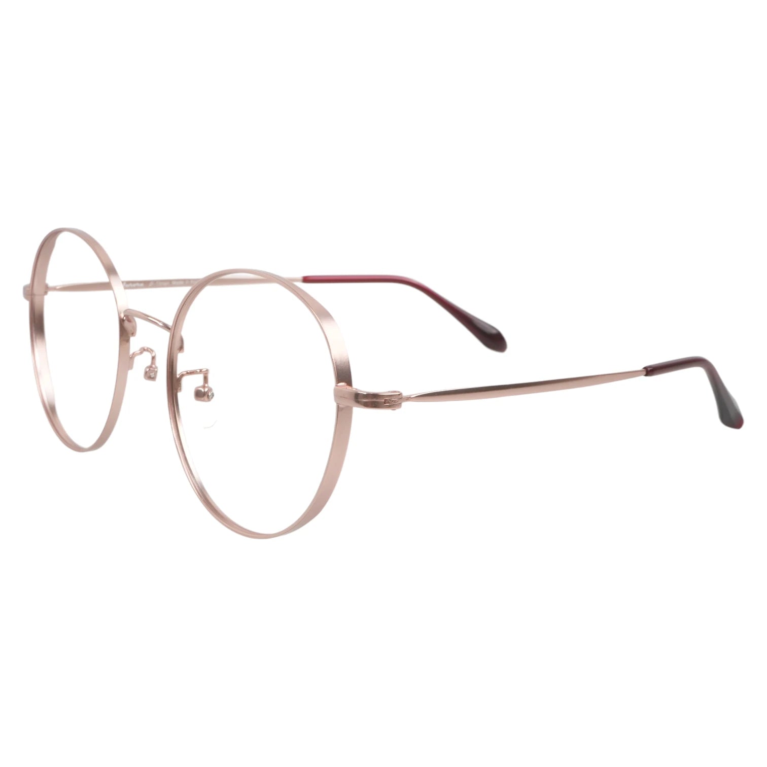 Teyang 8755 round titanium prescription eyeglasses, side view with adjustable nosepads