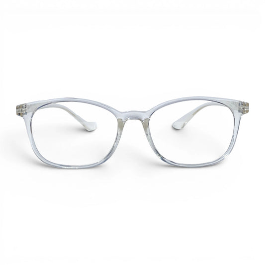 Winter 655 square TR90 plastic prescription eyeglasses in clear, front view