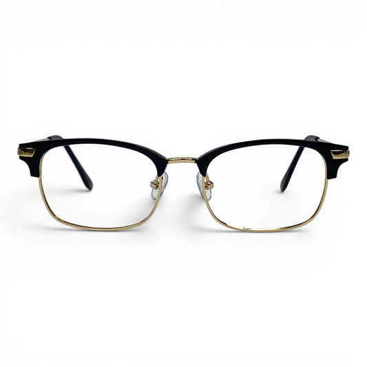 ClubVion 2035 browline metal prescription eyeglasses in black and gold, front view