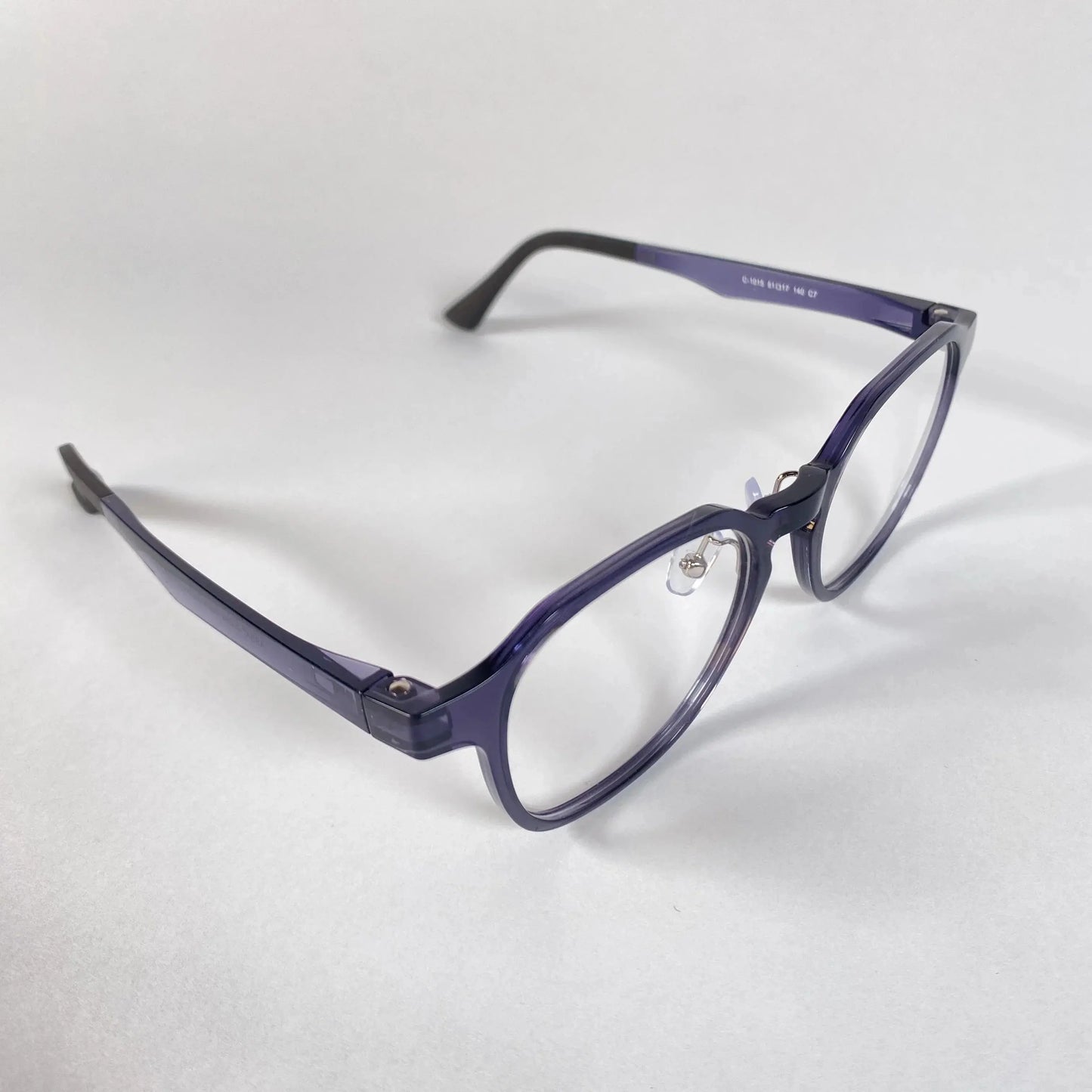 Halla 1015 square geometric frame angle view - distinctive modern shape in rich natural navy hue