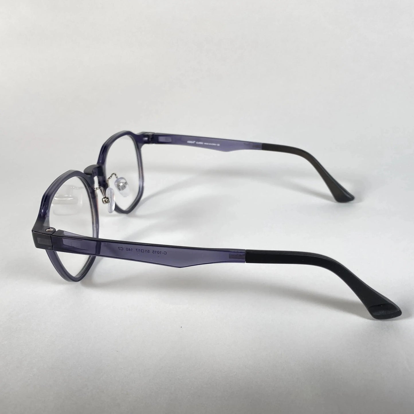 Halla 1015 navy geometric glasses side view - robust balanced design with non-slip grip for all-day comfort