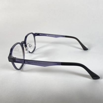 Halla 1015 navy geometric glasses side view - robust balanced design with non-slip grip for all-day comfort