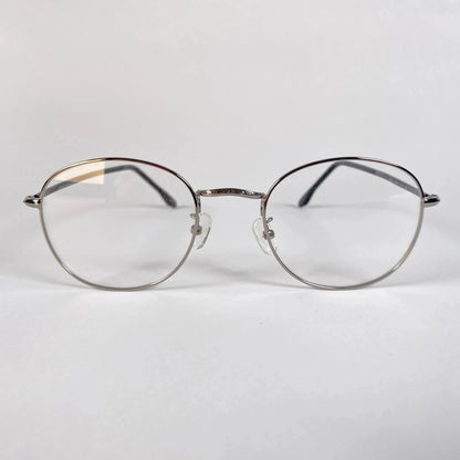 Melo 7025 round metal eyeglasses front view - thin stainless steel frame with adjustable nose pads as seen in Korean dramas