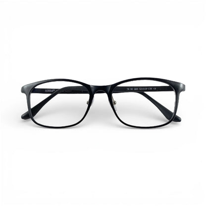 Northopt 683 classic square prescription eyeglasses in matte black, folded front view