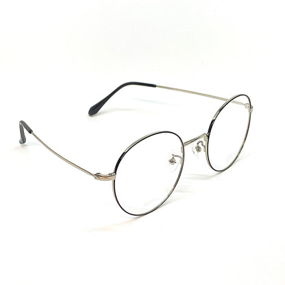 Silver titanium glasses with beta titanium frame, angle view