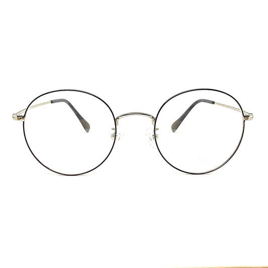 Silver titanium glasses with beta titanium frame, front view