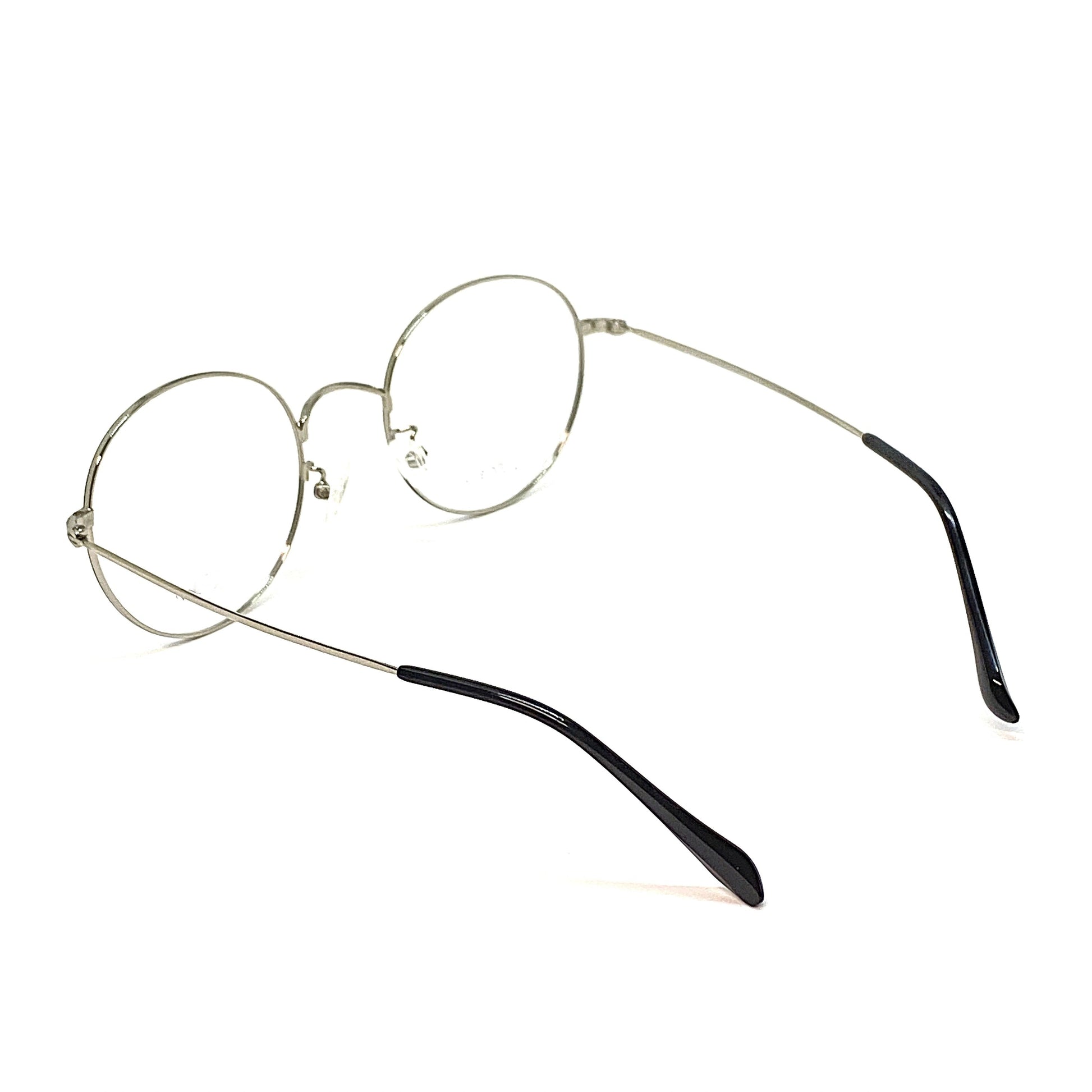 Silver titanium glasses with beta titanium frame, side view