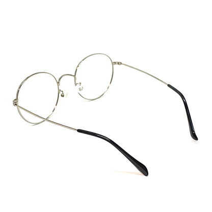 Silver titanium glasses with beta titanium frame, side view