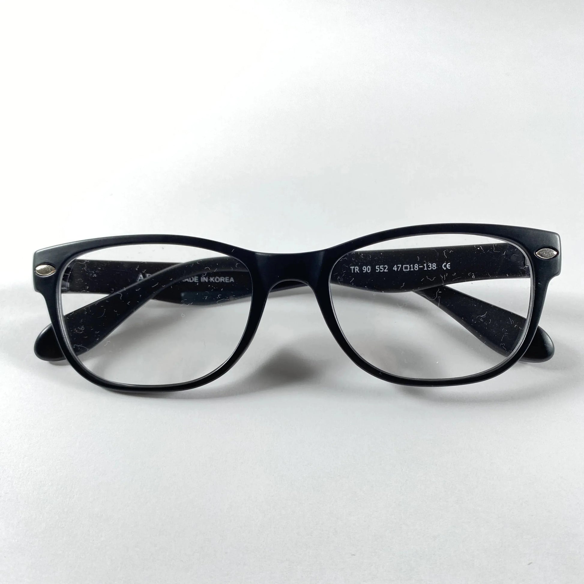 Black kids eyeglasses SkyCastle 552 model, rectangular frame on white background