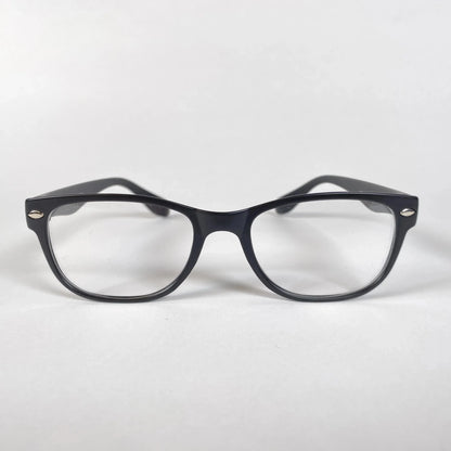 Black kids eyeglasses frames, front view, on white background