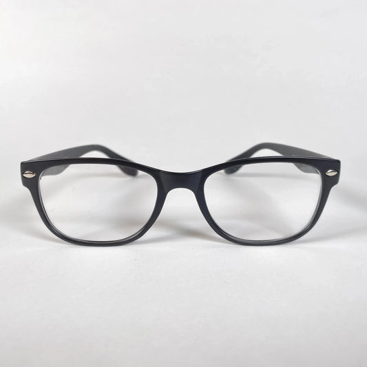 Black kids eyeglasses frames, front view, on white background