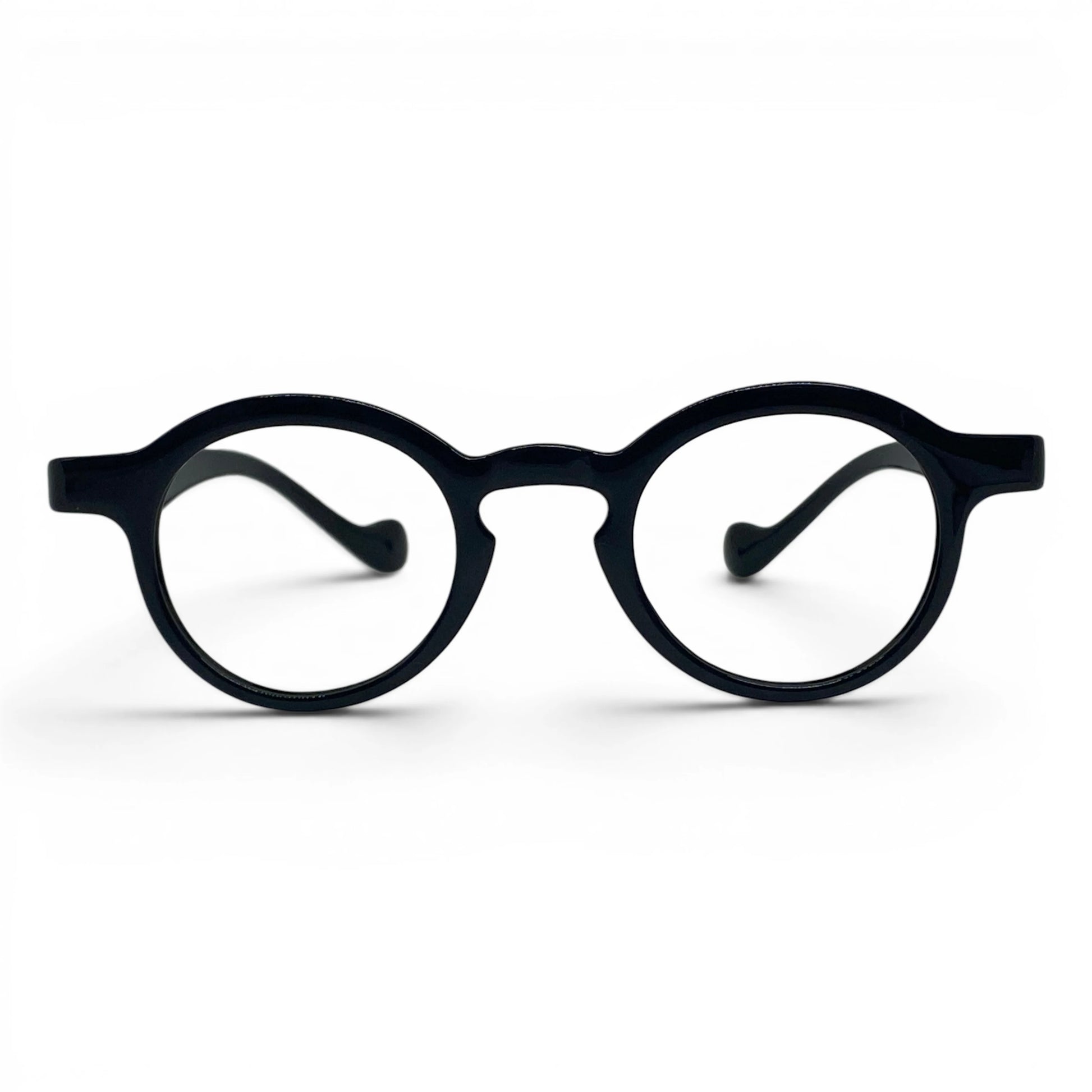 Soule 725 slim round prescription eyeglasses in black, front view