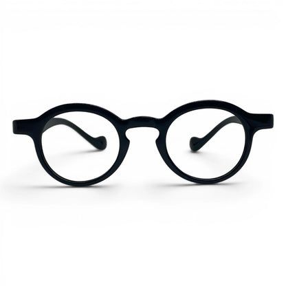 Soule 725 slim round prescription eyeglasses in black, front view