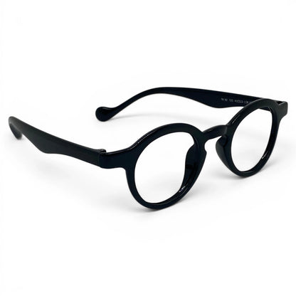 Soule 725 slim round black prescription eyeglasses with integrated nosepads