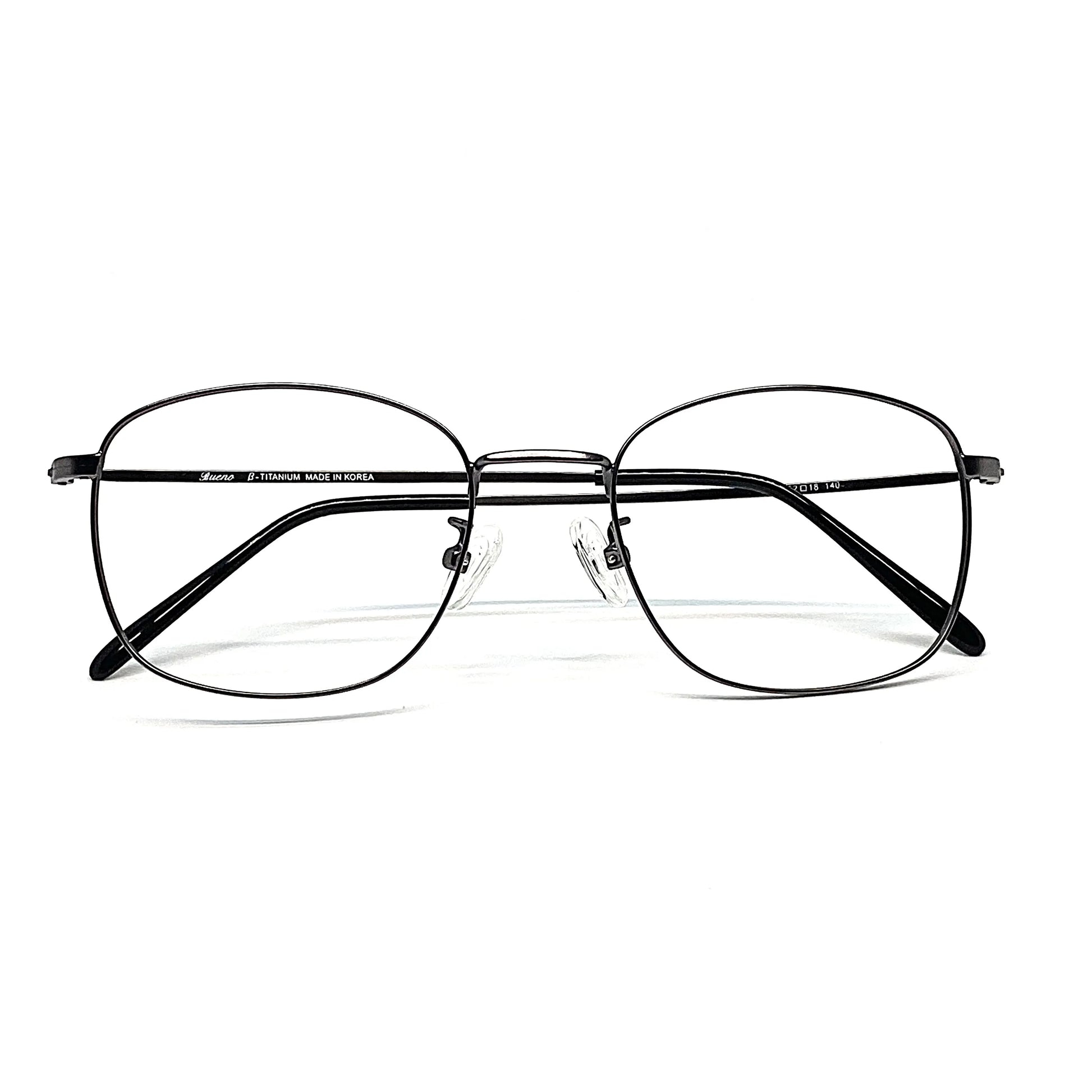 square titanium glasses with beta titanium frame, detail view