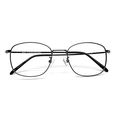 square titanium glasses with beta titanium frame, detail view